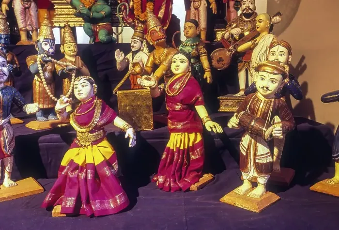 Framed Print : Doll display of kolu during the Navratri festival in Tamil Nadu