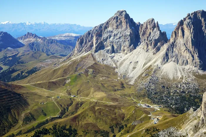Framed Print : The Dolomites. The Pordoi Pass is part of the Dolomiti Superski ski resort