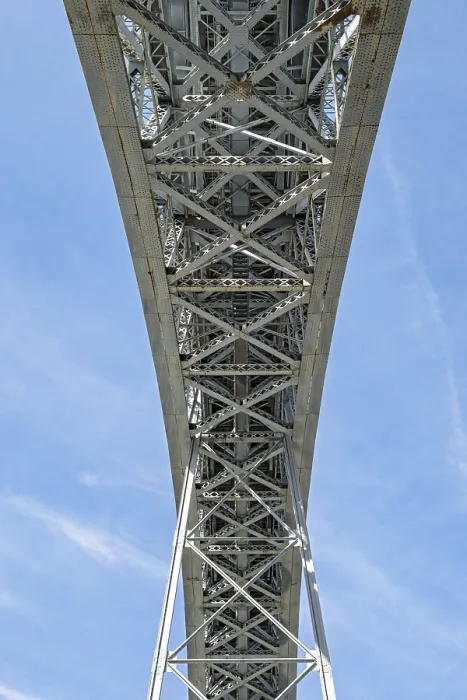 Framed Print : Dom Luis I Bridge as seen from beneath Framed Print : Dom Luis I Bridge as seen from beneath