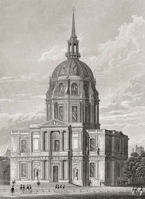 Framed Print : Dome of Les Invalides, Paris, antique steel engraved print Framed Print : Dome of Les Invalides, Paris, antique steel engraved print
