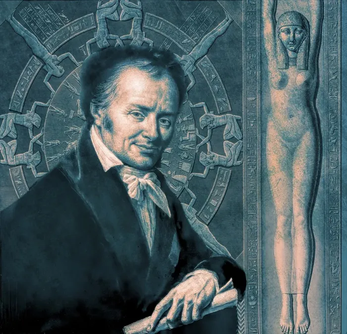 Framed Print : Dominique Vivant, Baron Denon, 1747 - 1825, French artist, writer, diplomat, author, and archaeologist, Dendera zodiac, Ancient Dendera Temple complex, Dendera, Egypt, digitally edited, Africa