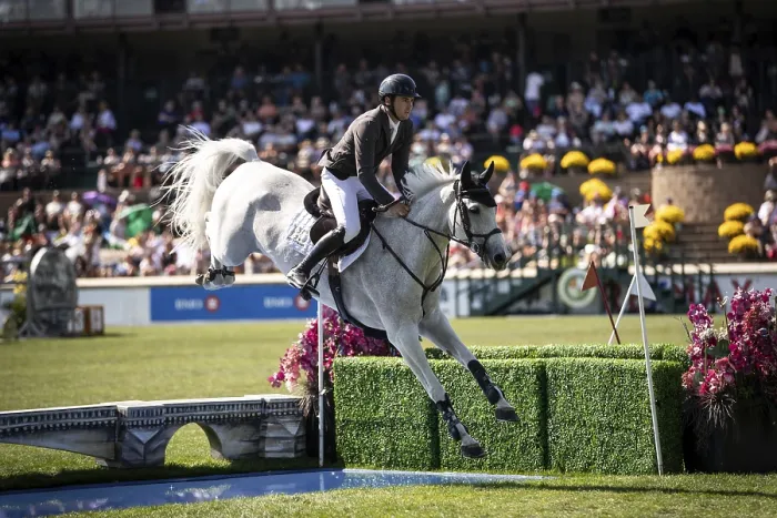 Framed Print : Donald Whitaker of Great Britain and riding Millfield Colette compete in the first round of the 1