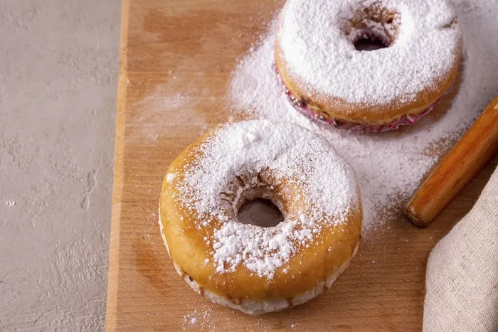 Framed Print : Donuts, sprinkled with powdered sugar Framed Print : Donuts, sprinkled with powdered sugar