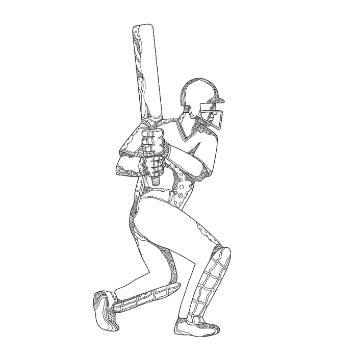 Framed Print : Doodle art illustration of a cricket batsman batting viewed from side done in black and white mandala style Framed Print : Doodle art illustration of a cricket batsman batting viewed from side done in black and white mandala style