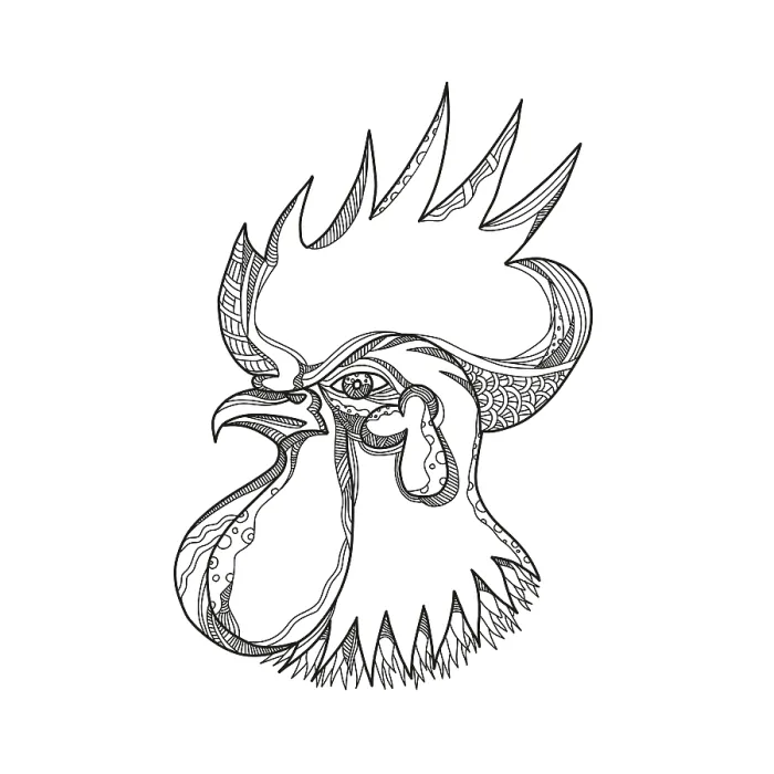 Framed Print : Doodle art illustration of head a junglefowl