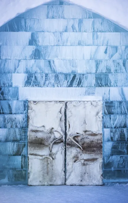 Framed Print : Doors made of reindeer hides and antlers