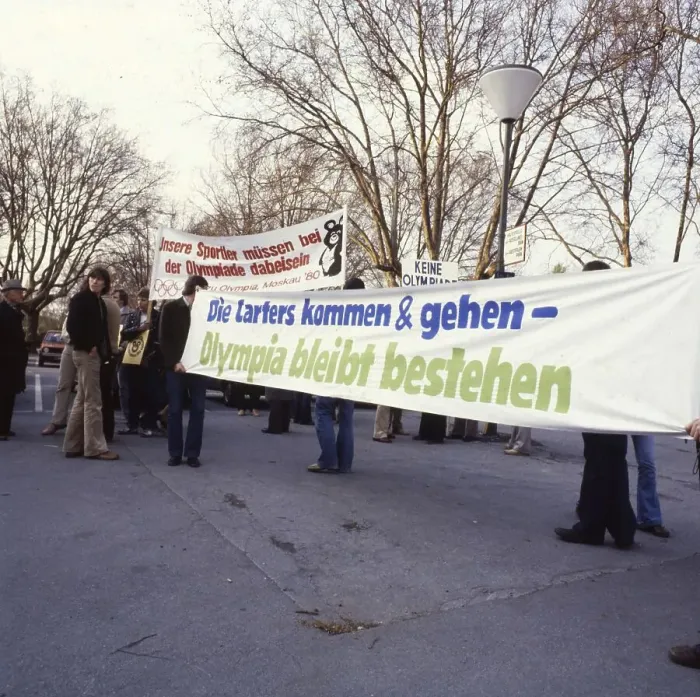 Framed Print : Dortmund. Demo Athletes for Olympia. ca. 1980