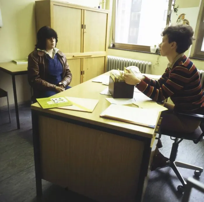 Framed Print : Dortmund. Employment office. Counselling youths