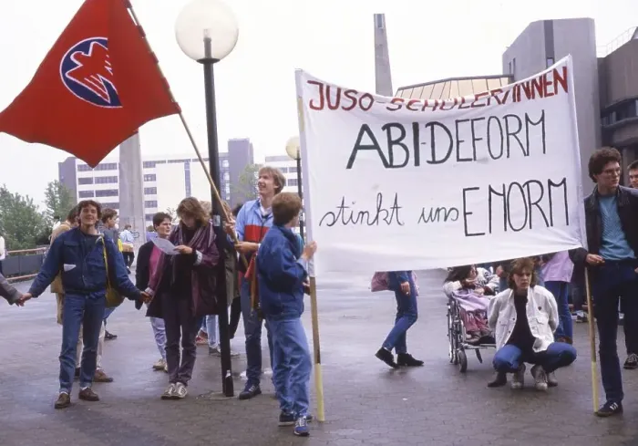 Framed Print : Dortmund Pupils protest on Abi reform on 12 6 1987