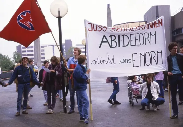 Framed Print : Dortmund. Pupils protest on education
