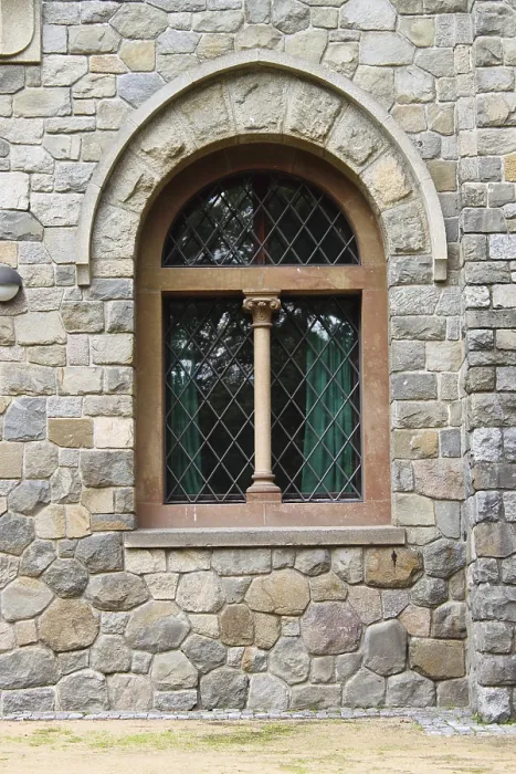 Framed Print : A double lancet window in a medieval castle
