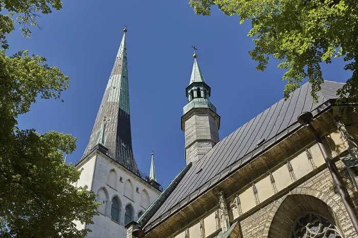 Framed Print : Downtown architecture of old town city of Tallinn in Estonia