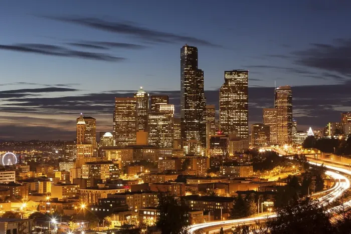 Framed Print : Downtown Seattle at night, Seattle