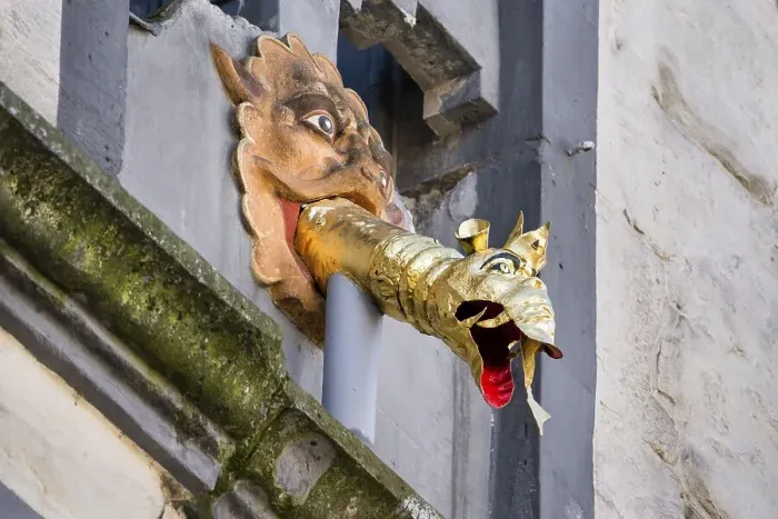 Framed Print : Dragon-headed gargoyle of the town hall