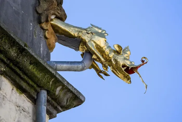 Framed Print : Dragon-headed gargoyle of the town hall