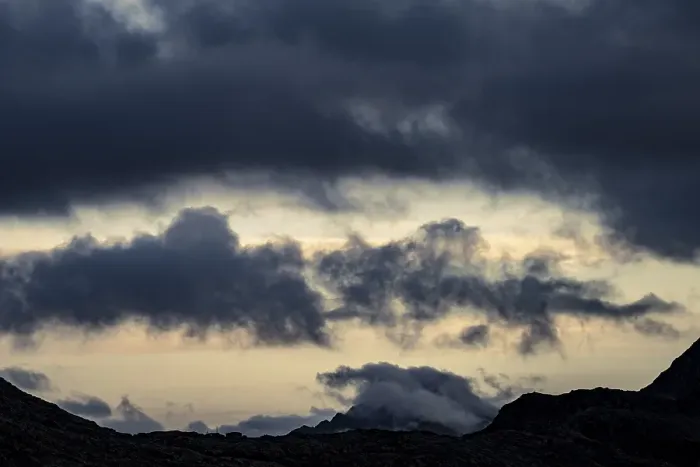 Framed Print : Dramatic clouds over Engadine mountains at blue hour Framed Print : Dramatic clouds over Engadine mountains at blue hour