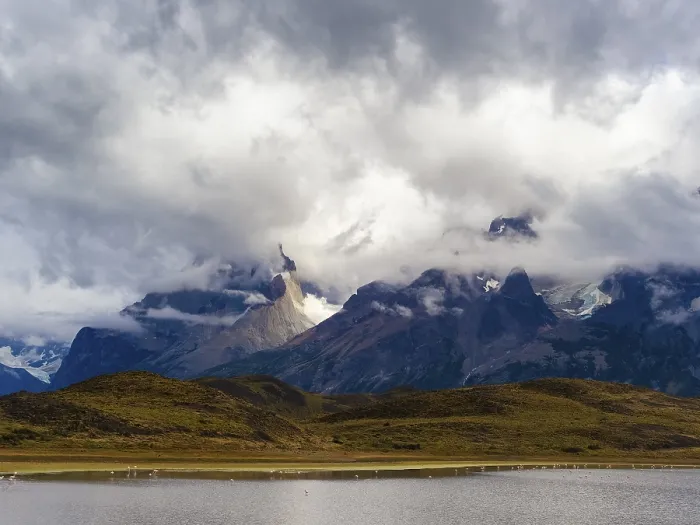 Framed Print : Dramatic landscape, rocks, clouds