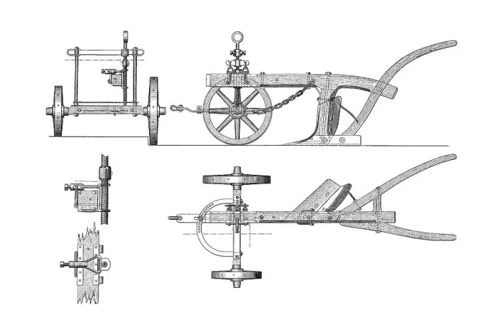 Framed Print : Drawing of a cart plough without maekler Framed Print : Drawing of a cart plough without maekler