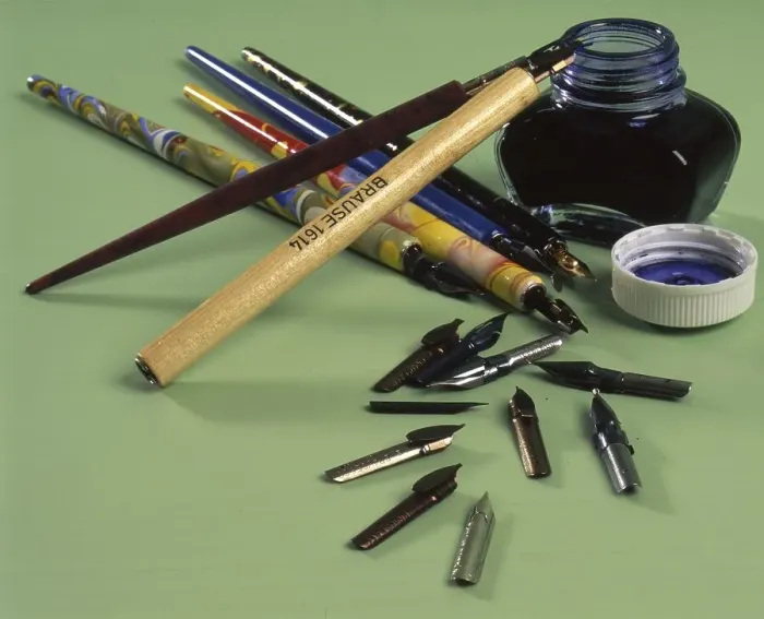 Framed Print : Drawing and writing pens and other office articles at the Brause company