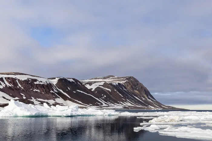Framed Print : Drift ice, sea ice, sea, mountain range