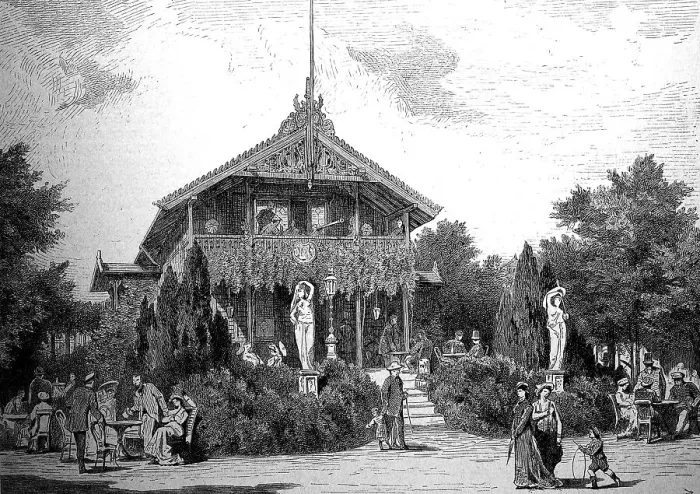 Framed Print : The drinking parlour in the Rhine gardens of Koblenz