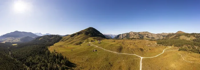 Framed Print : Drone image, Labenbergalm with Labenberg