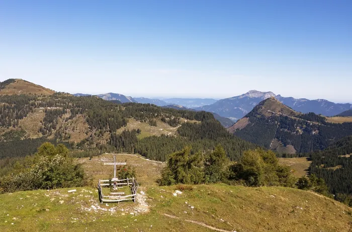 Framed Print : Drone image, summit cross on the Labenberg Framed Print : Drone image, summit cross on the Labenberg