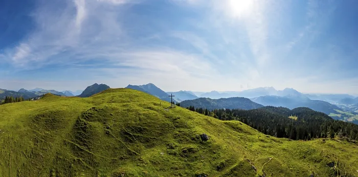 Framed Print : Drone image, at the summit of the Taborberg with a view of the Osterhorn group