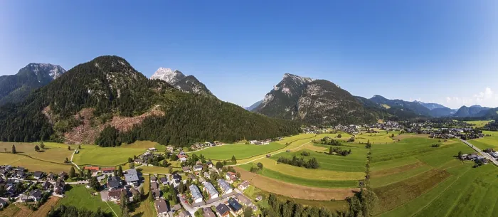 Framed Print : Drone image, view of Sankt Martin bei Lofer and Lofer Framed Print : Drone image, view of Sankt Martin bei Lofer and Lofer