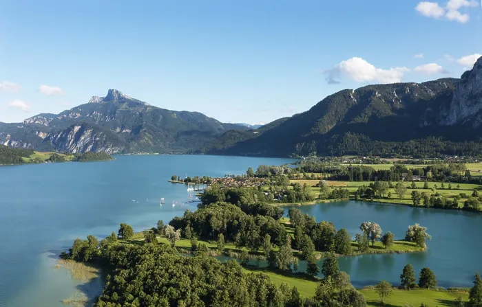 Framed Print : Drone shot, Golfclub am Mondsee