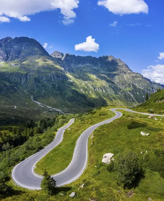 Framed Print : Drone shot, hairpin curve, Silvretta high alpine road