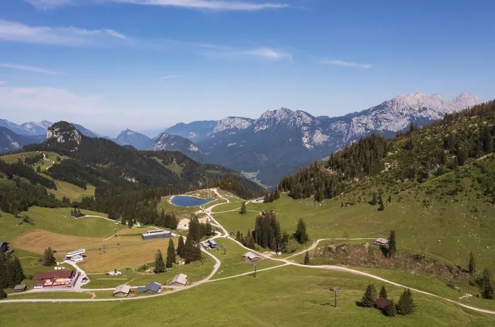 Framed Print : Drone shot, Hochalm, Loferer Alm with view to the Reiteralpe