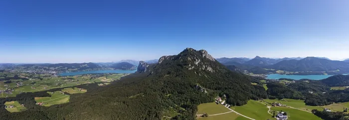 Framed Print : Drone shot, panorama shot, Schober and Drachenwand with Mondsee and Fuschlsee