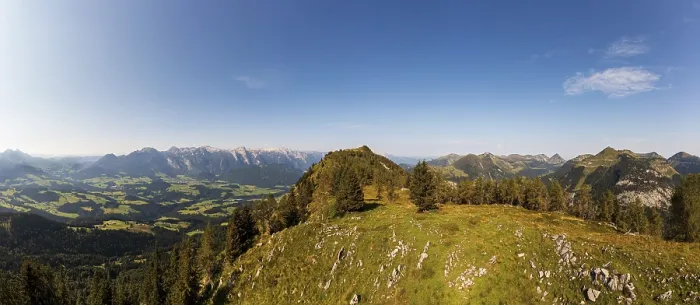 Framed Print : Drone shot, summit of the Einberg with a view of the Lammertal and Tennengebirge mountains