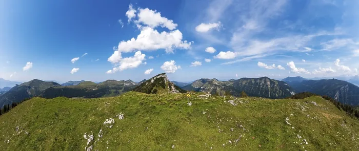 Framed Print : Drone shot, At the summit of Hochbuehel with view to Hochwieskopf