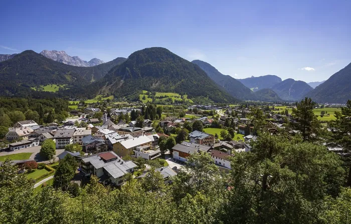 Framed Print : Drone shot, view of Lofer, Saalachtal