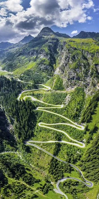 Framed Print : Drone shot, winding road, Silvretta high alpine road