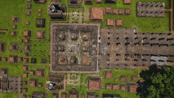 Framed Print : Drone view of an ancient temple complex in Thailand Framed Print : Drone view of an ancient temple complex in Thailand