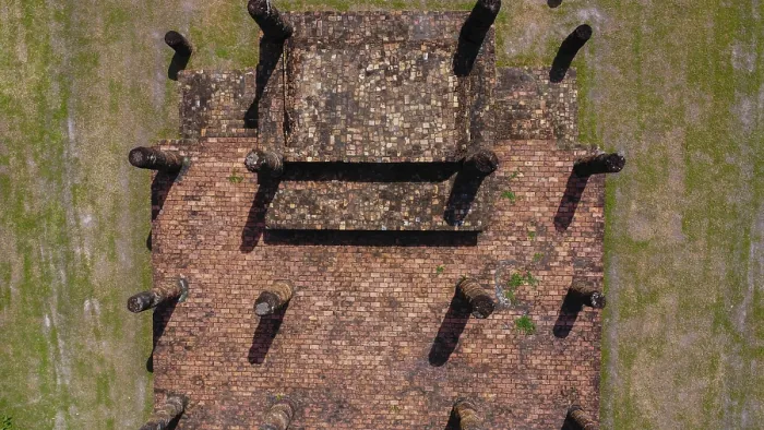 Framed Print : Drone view of an ancient temple complex in Thailand Framed Print : Drone view of an ancient temple complex in Thailand