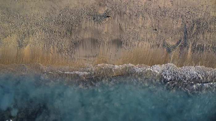 Framed Print : A drone view of a lonely beach in Indonesia