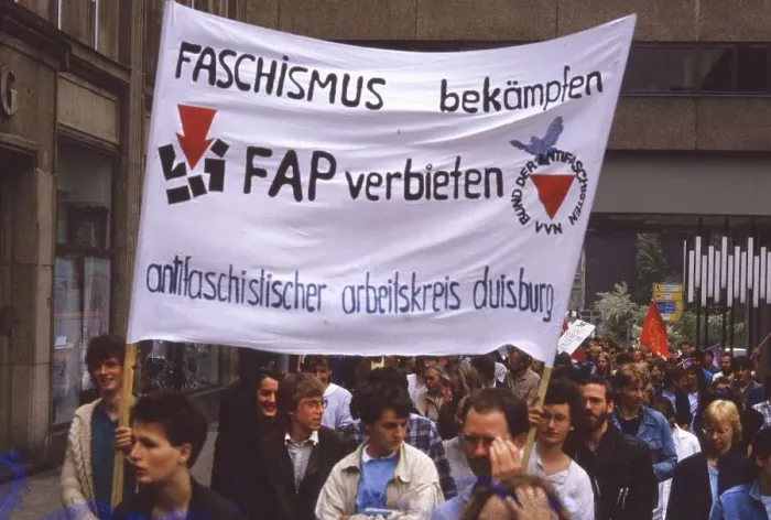 Framed Print : Duisburg. Demonstration against radical right-wing small party FAP on 21
