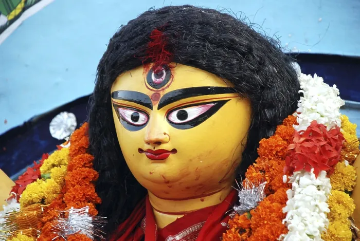 Framed Print : Durga clay model showing third eye open on Durga puja
