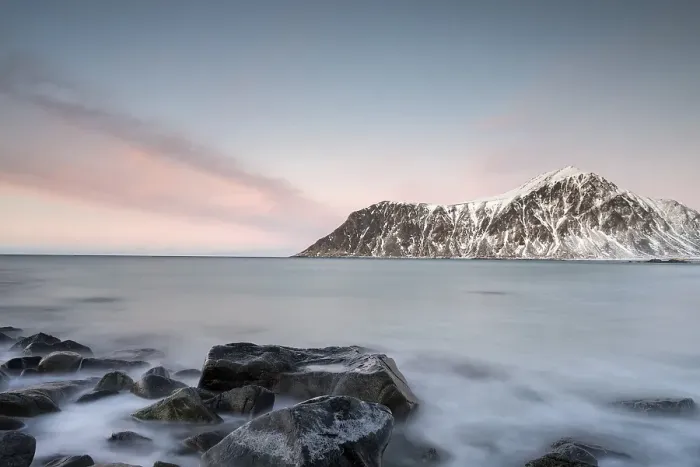 Framed Print : Dusk at Skagsanden Beach, Lofoten, Norway, Europe
