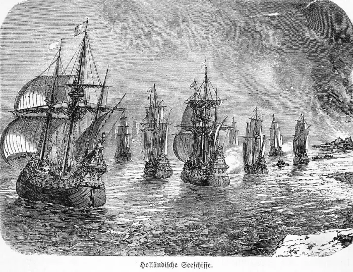 Framed Print : Dutch warships, sea, fleet, sailing