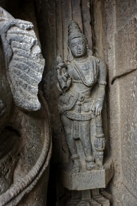 Framed Print : Dwarpal sculpture carved on kopeshwar Shiva temple
