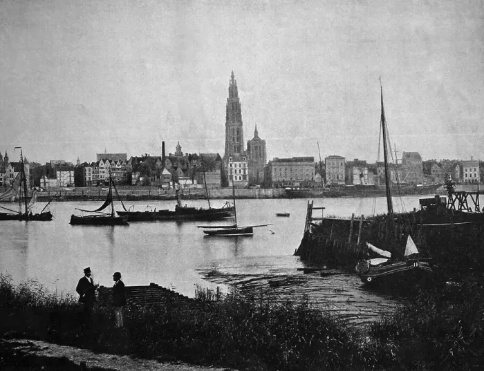 Framed Print : Early autotype of Antwerp, Belgium Framed Print : Early autotype of Antwerp, Belgium
