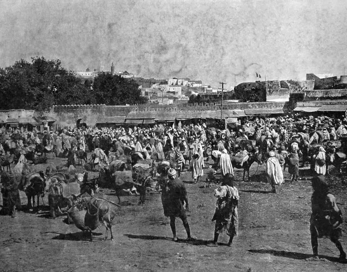 Framed Print : Early autotype of a market day in Tangier Framed Print : Early autotype of a market day in Tangier