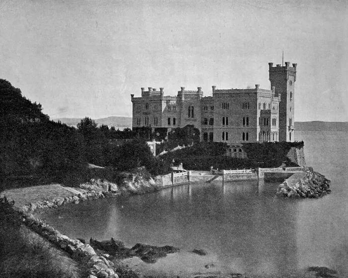 Framed Print : Early autotype of Miramare Palace or Castello di Miramare