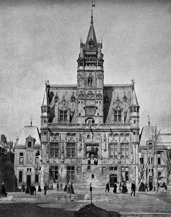 Framed Print : Early autotype of the town hall of Compiegne