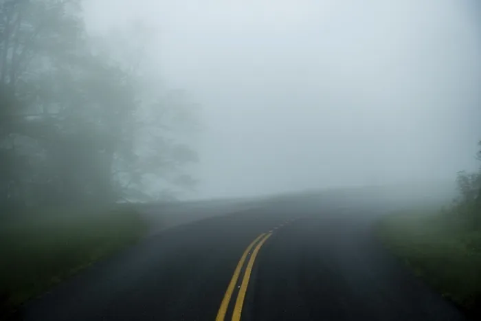 Framed Print : Early morning drive through blue ridge parkway in spring